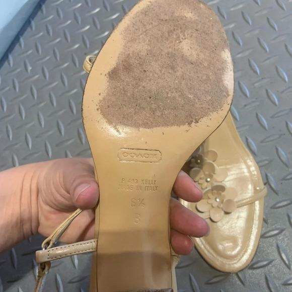 Y2k kelly coach floral leather kitten heels designer classic tan spring boho - Picture 5 of 6